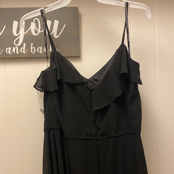 NWT Bill Levkoff Black Chiffon V-neck A-line Dress - Picture 7 of 8